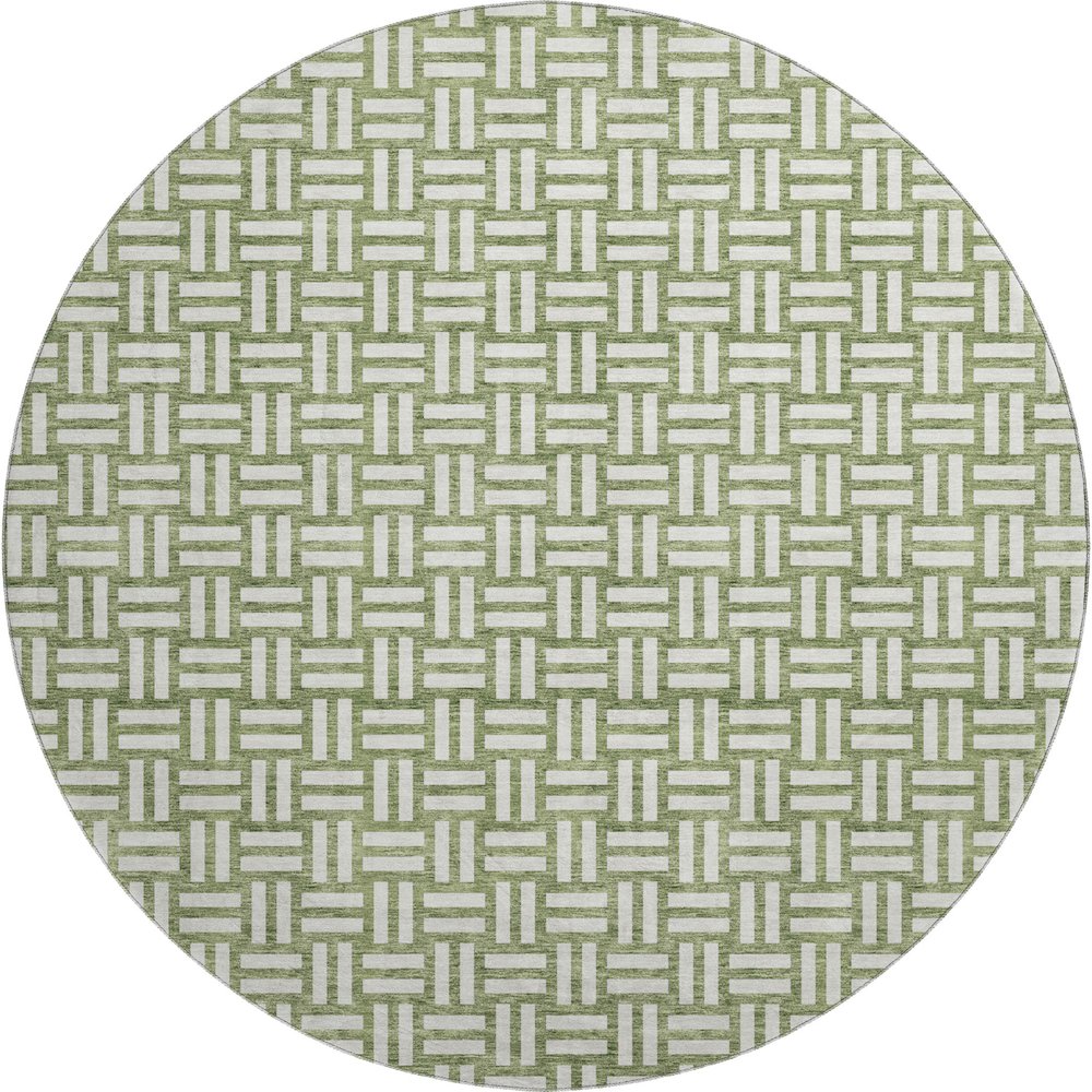 Premium Machine Washable Mayfield AMF925 Green 8' x 8' Round Rug. Picture 1