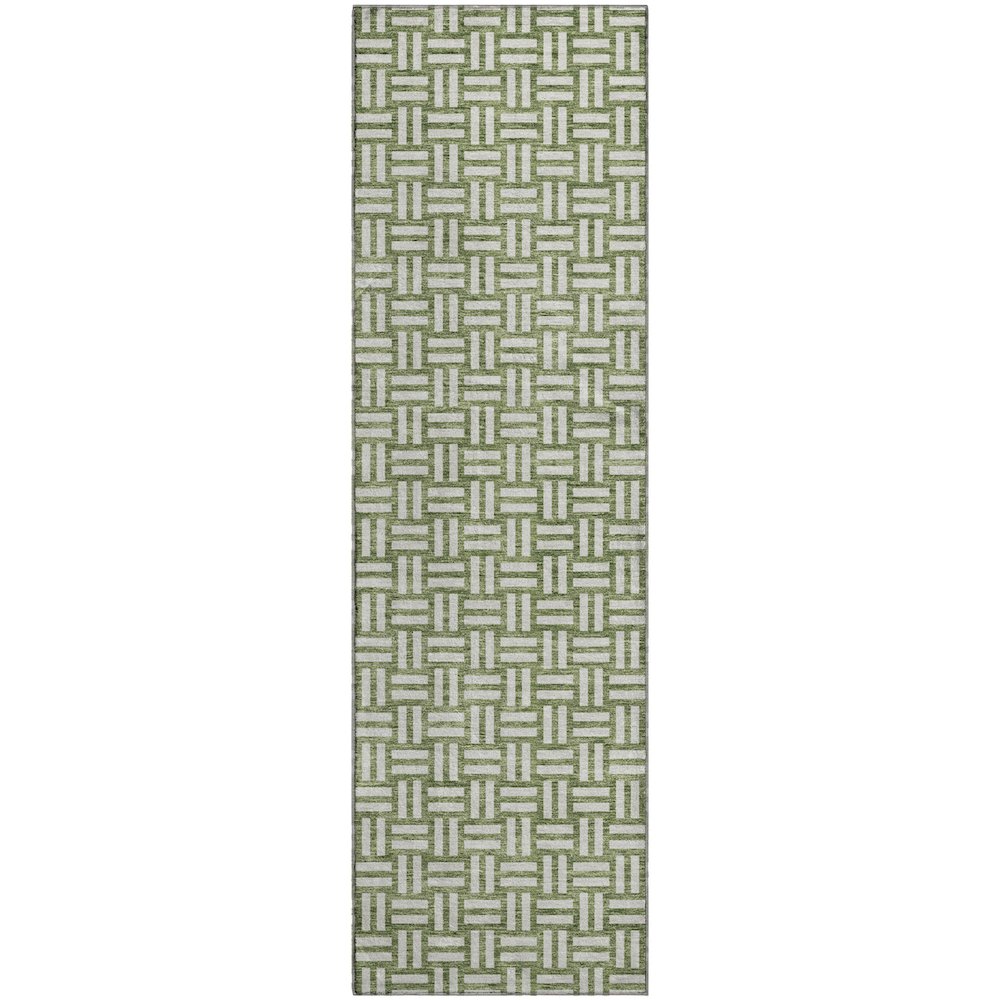 Premium Machine Washable Mayfield AMF925 Green 2'3" x 7'6" Runner Rug. Picture 1