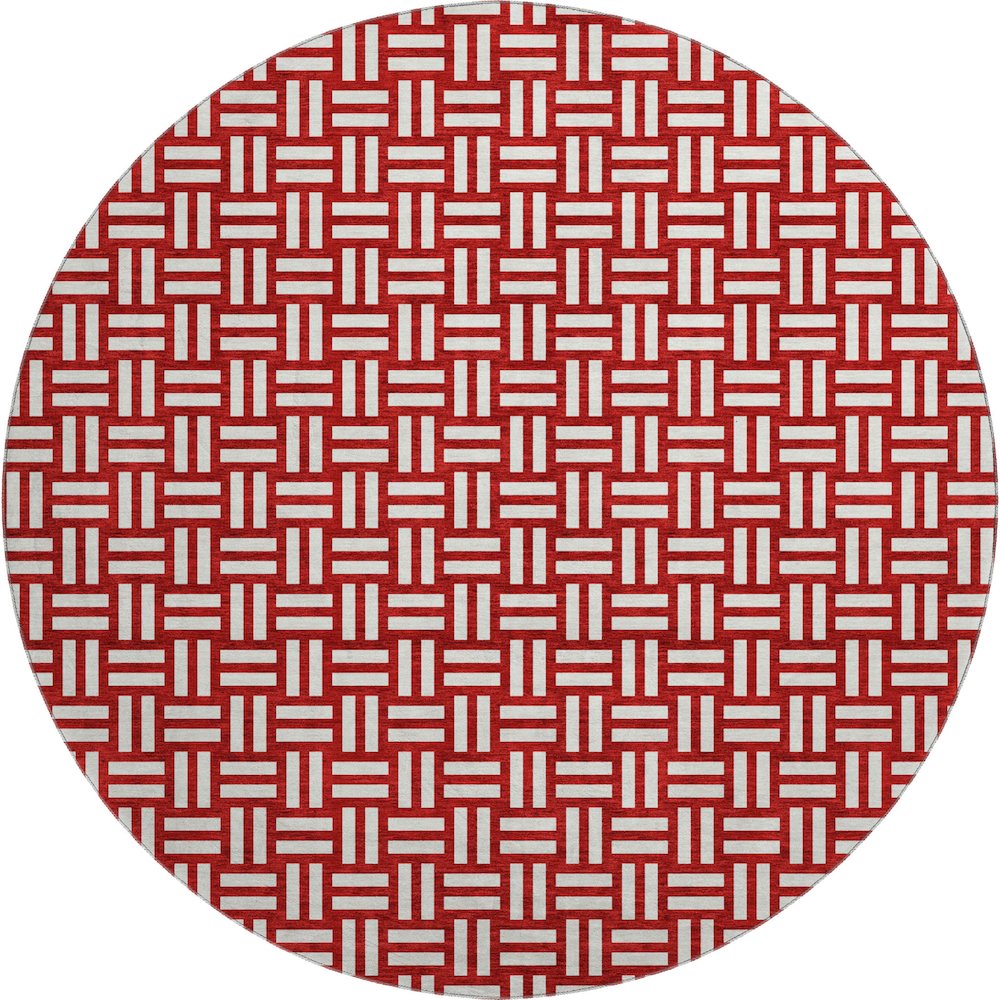 Premium Machine Washable Mayfield AMF925 Red 8' x 8' Round Rug. Picture 1