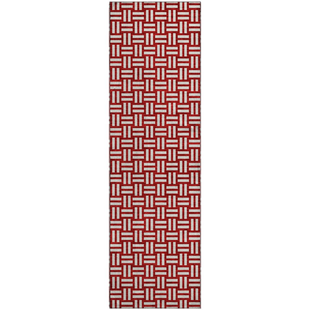 Premium Machine Washable Mayfield AMF925 Red 2'3" x 7'6" Runner Rug. Picture 1