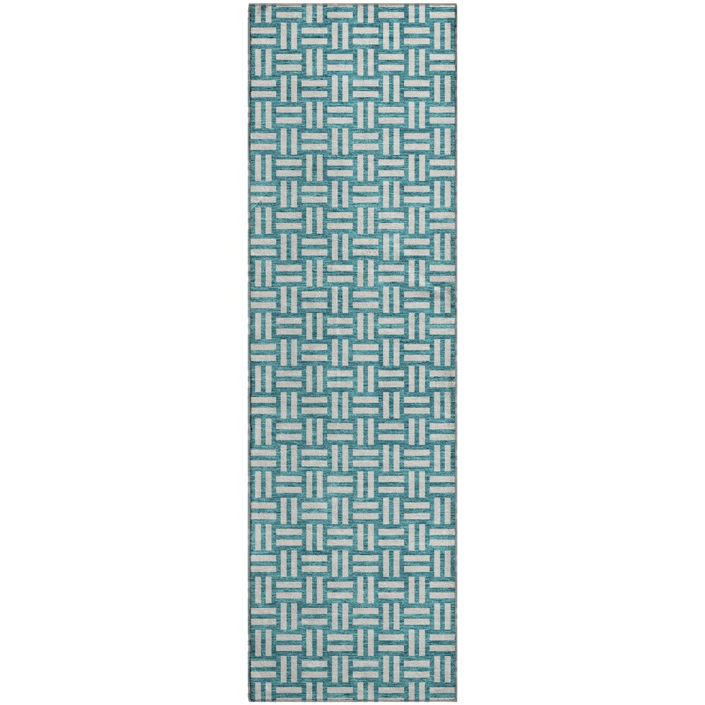 Premium Machine Washable Mayfield AMF925 Teal 2'3" x 7'6" Runner Rug. Picture 1