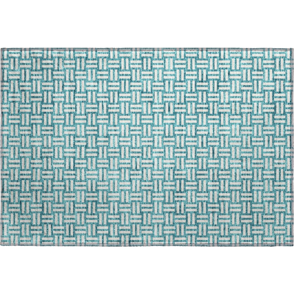 Premium Machine Washable Mayfield AMF925 Teal 1'8" x 2'6" Rug. Picture 1