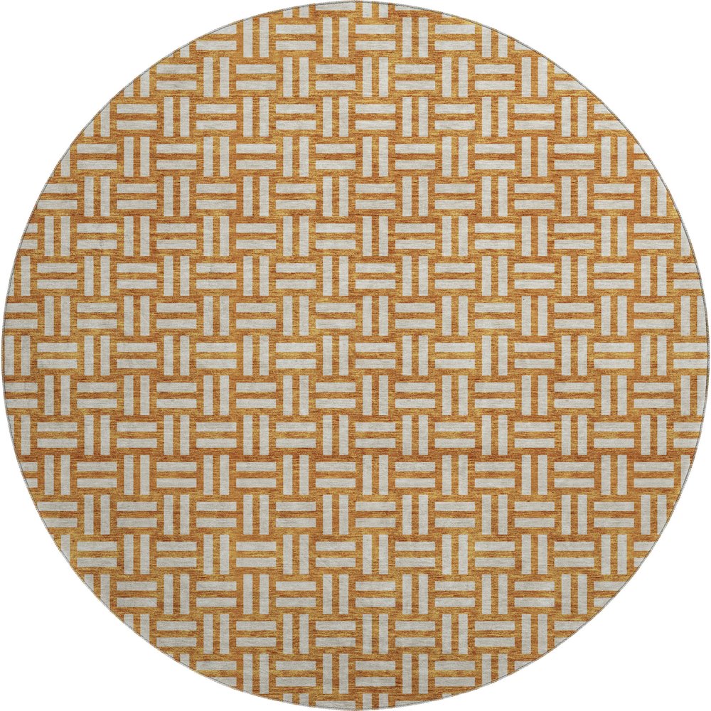 Premium Machine Washable Mayfield AMF925 Terracotta 8' x 8' Round Rug. Picture 1