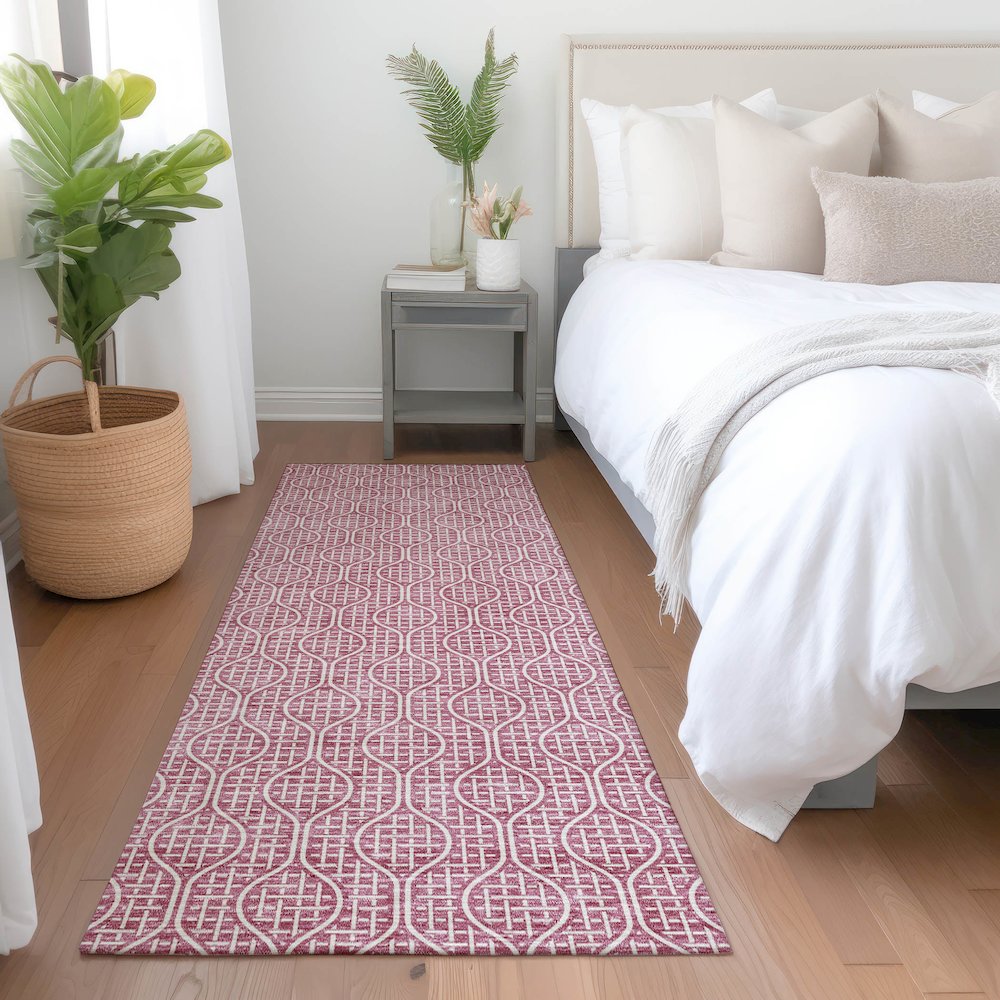 Premium Machine Washable Mayfield AMF926 Blush 2'3" x 7'6" Runner Rug. Picture 5