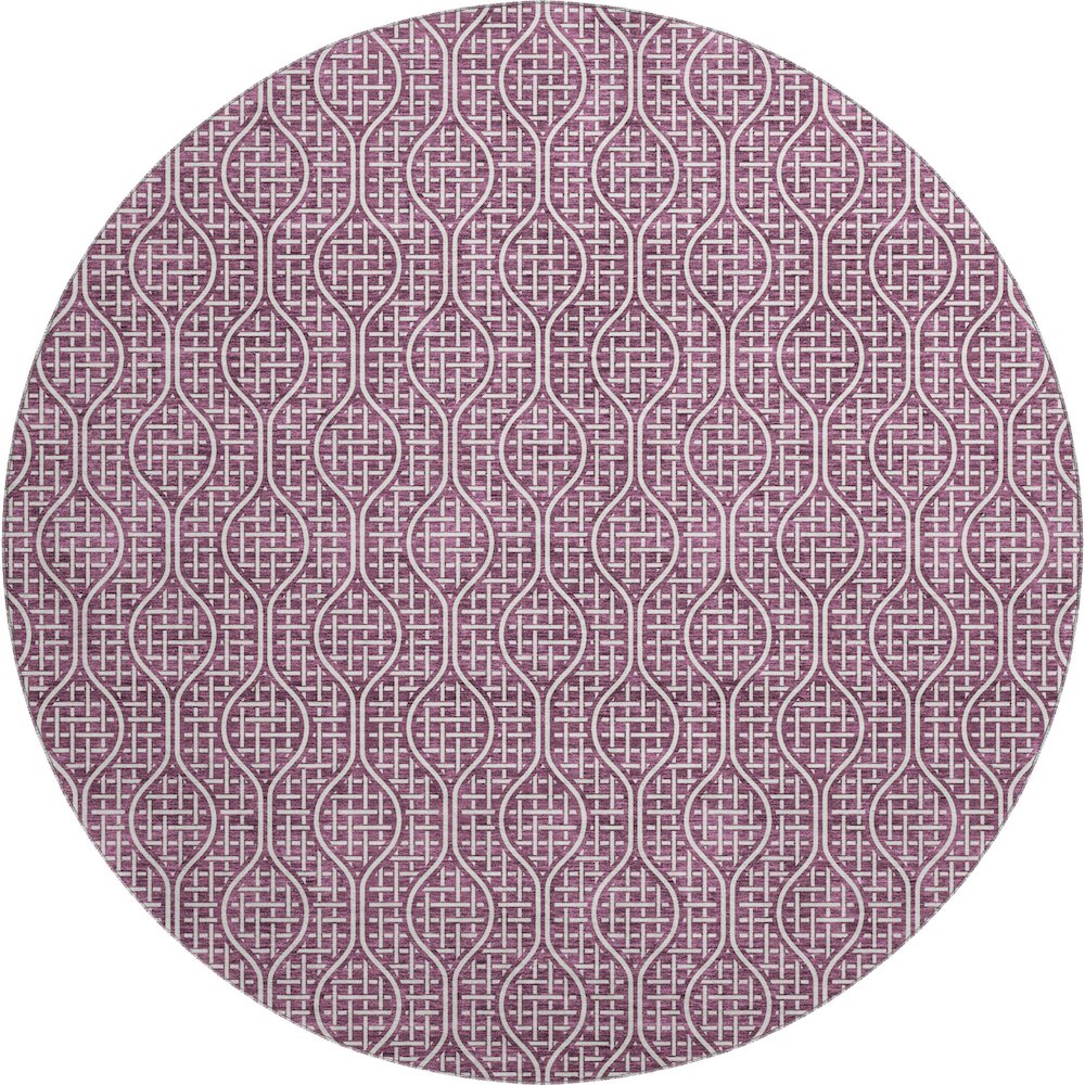 Premium Machine Washable Mayfield AMF926 Eggplant 8' x 8' Round Rug. Picture 1