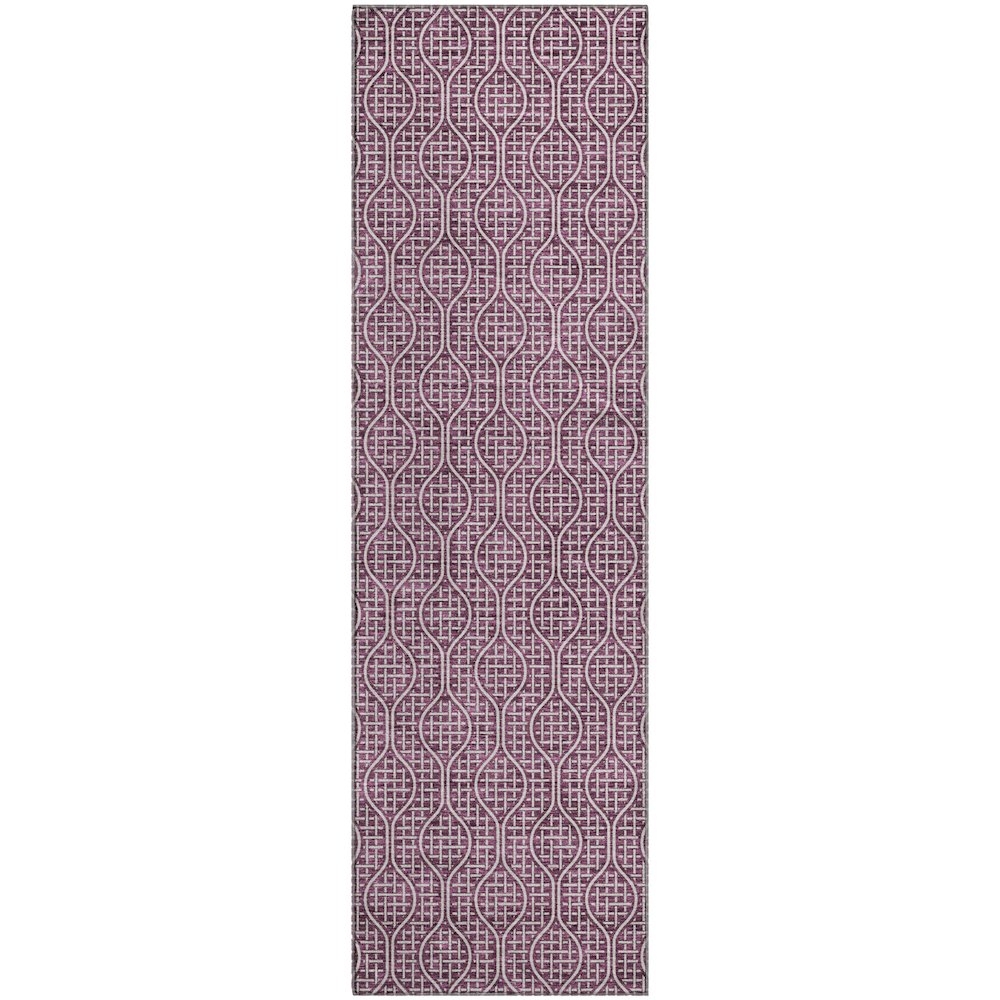Premium Machine Washable Mayfield AMF926 Eggplant 2'3" x 7'6" Runner Rug. Picture 1