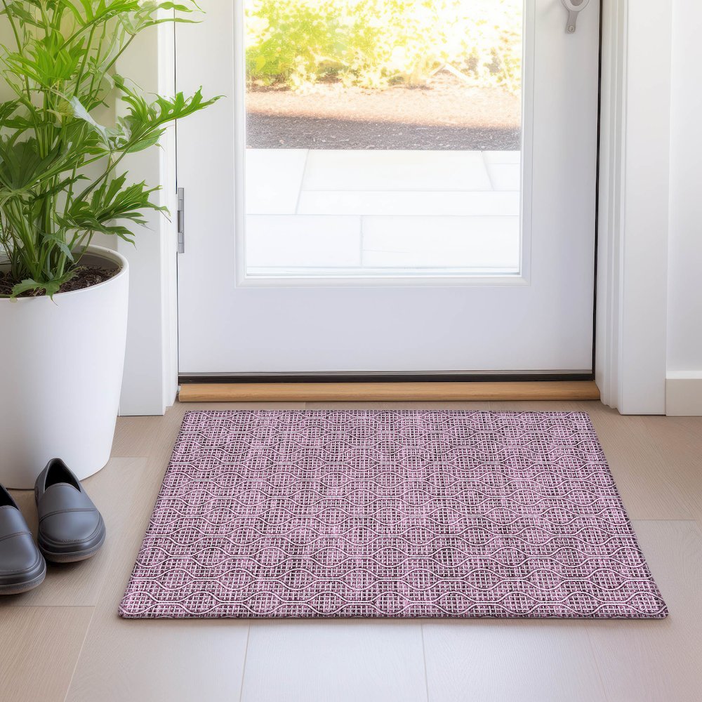 Premium Machine Washable Mayfield AMF926 Eggplant 1'8" x 2'6" Rug. Picture 5