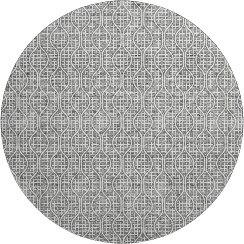 Premium Machine Washable Mayfield AMF926 Gray 8' x 8' Round Rug. Picture 1