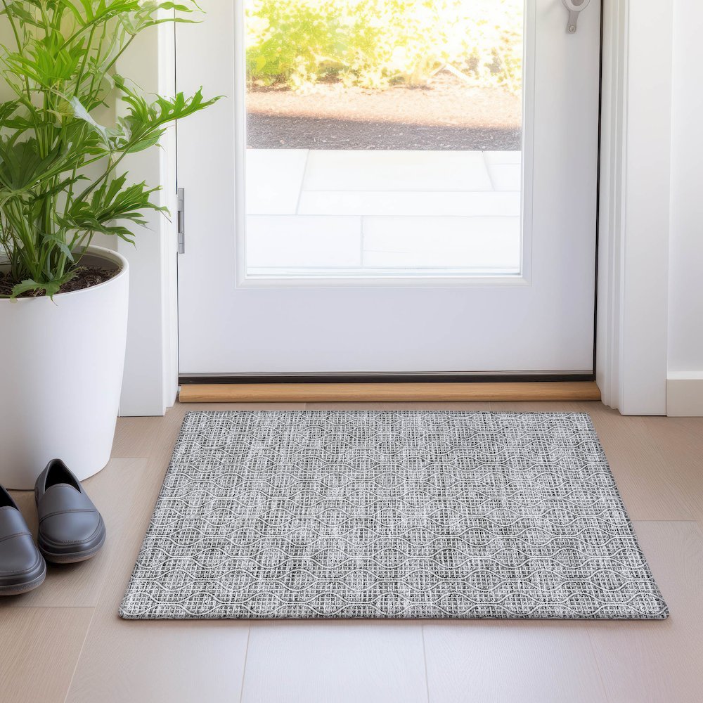 Premium Machine Washable Mayfield AMF926 Gray 1'8" x 2'6" Rug. Picture 5