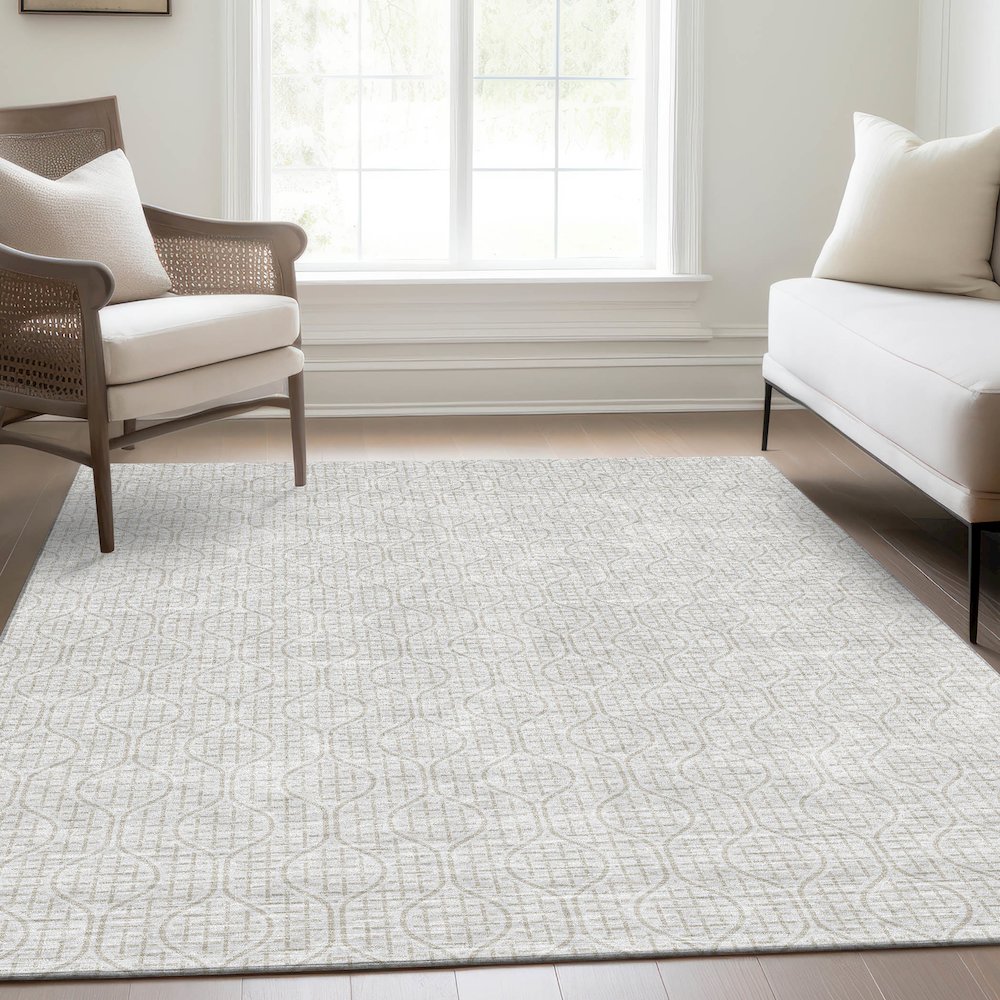 Premium Machine Washable Mayfield AMF926 Ivory 2'6" x 3'10" Rug. Picture 6