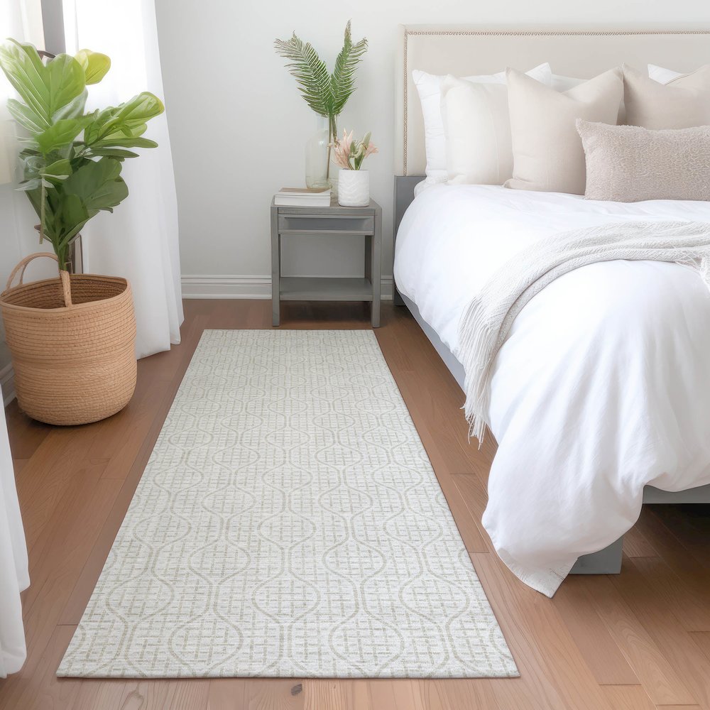 Premium Machine Washable Mayfield AMF926 Ivory 2'3" x 7'6" Runner Rug. Picture 5