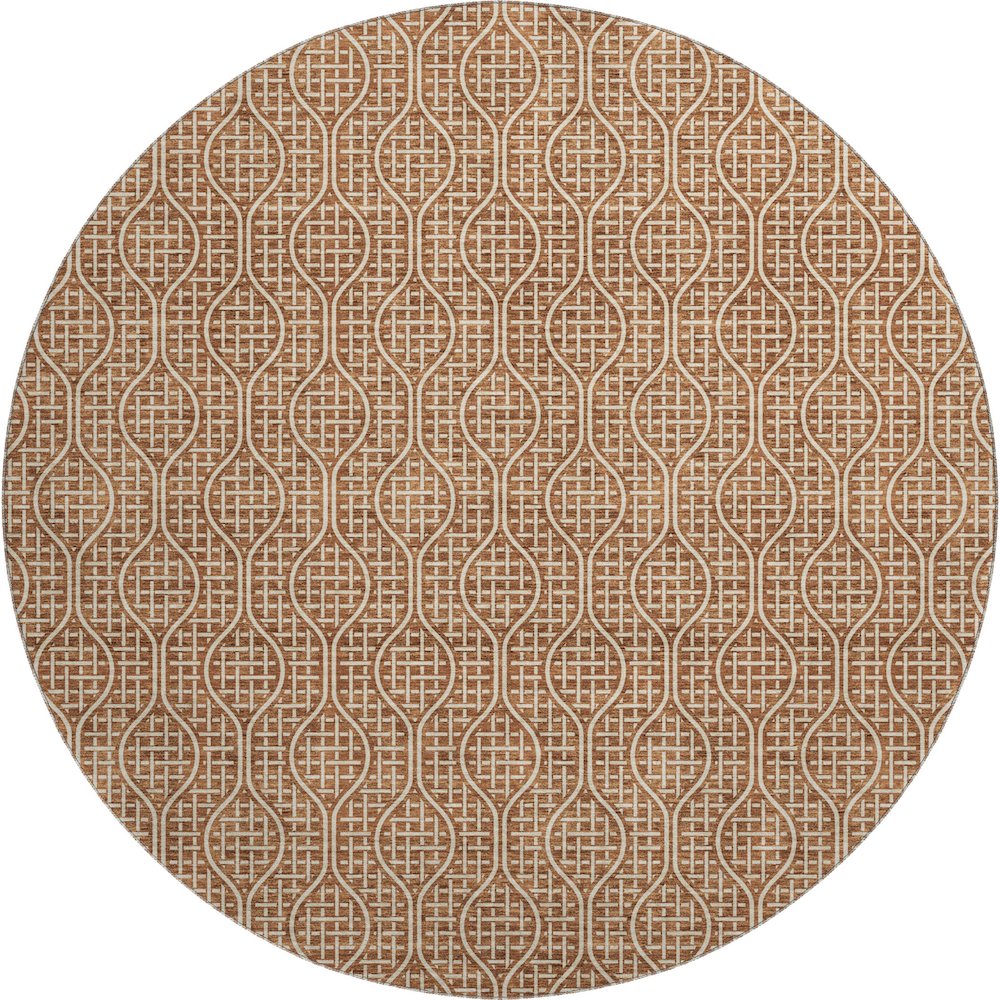 Premium Machine Washable Mayfield AMF926 Paprika 8' x 8' Round Rug. Picture 1