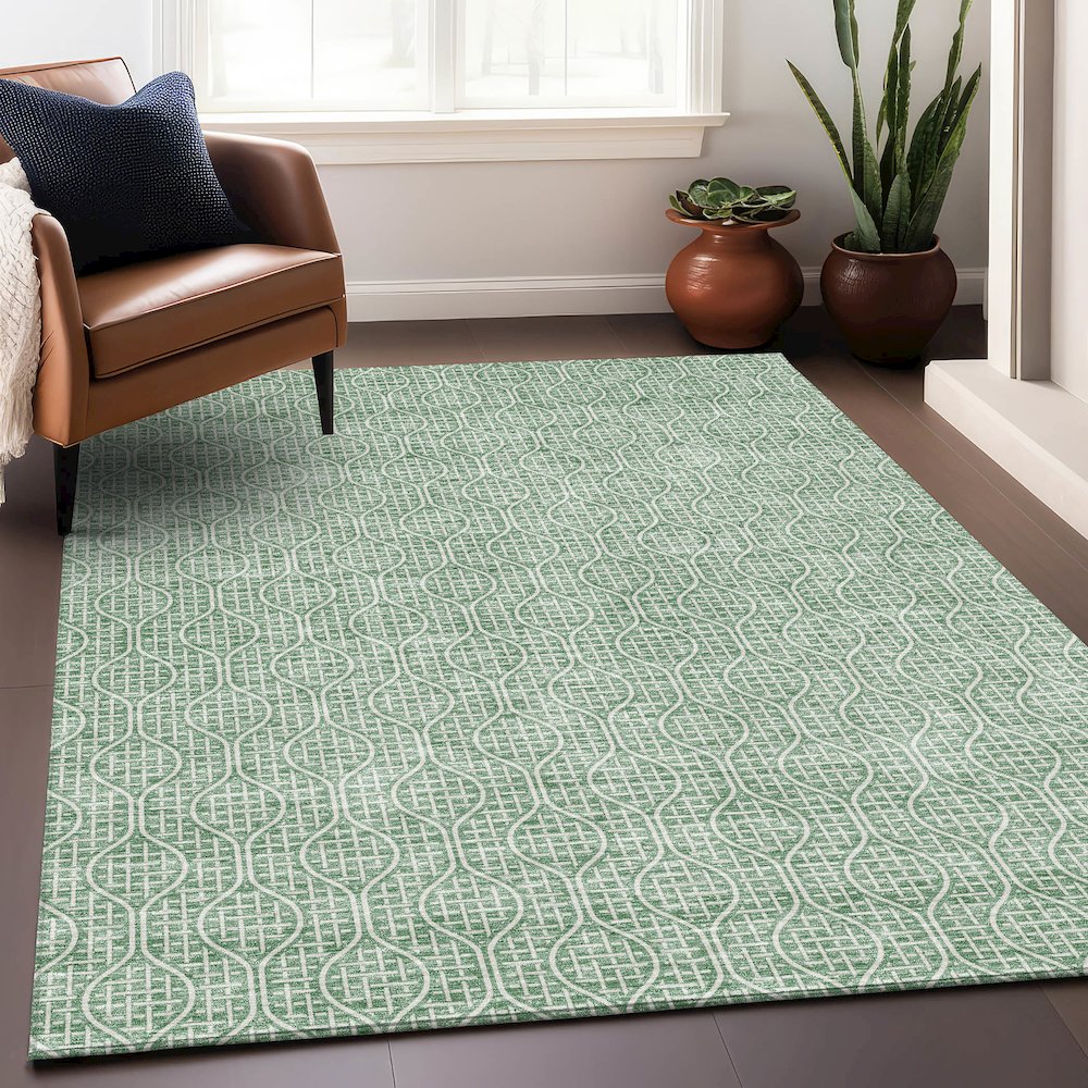 Premium Machine Washable Mayfield AMF926 Sage 2'6" x 3'10" Rug. Picture 5