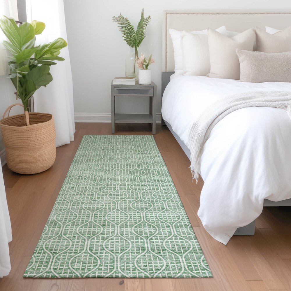 Premium Machine Washable Mayfield AMF926 Sage 2'3" x 7'6" Runner Rug. Picture 5