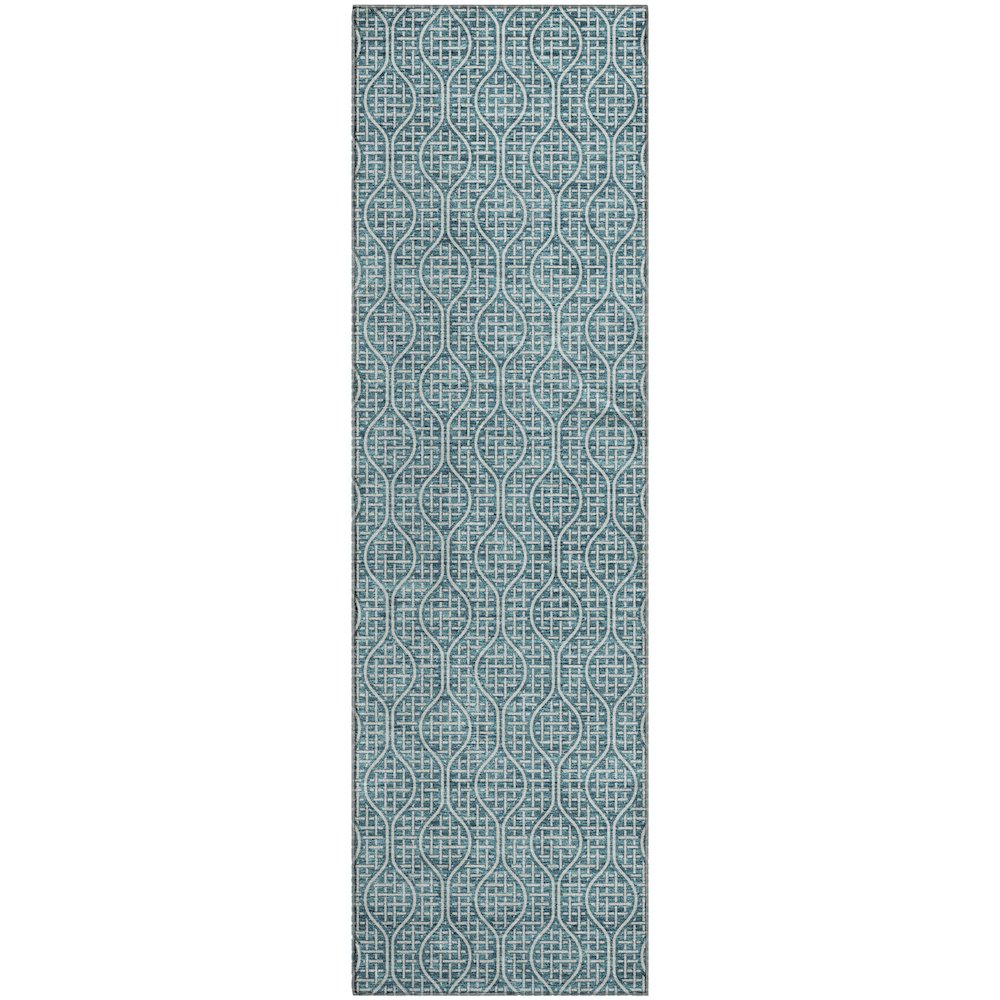 Premium Machine Washable Mayfield AMF926 Teal 2'3" x 7'6" Runner Rug. Picture 1