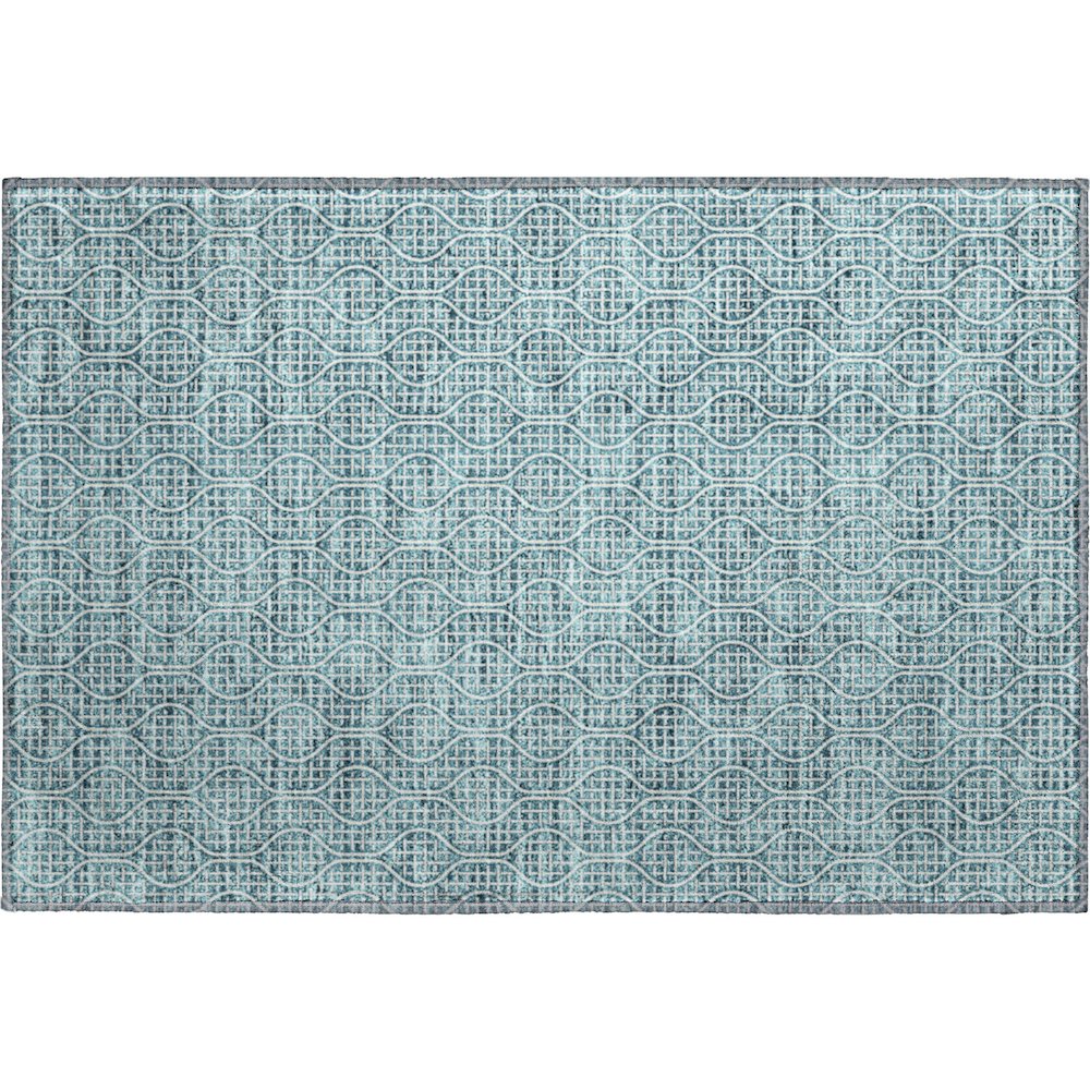 Premium Machine Washable Mayfield AMF926 Teal 1'8" x 2'6" Rug. Picture 1