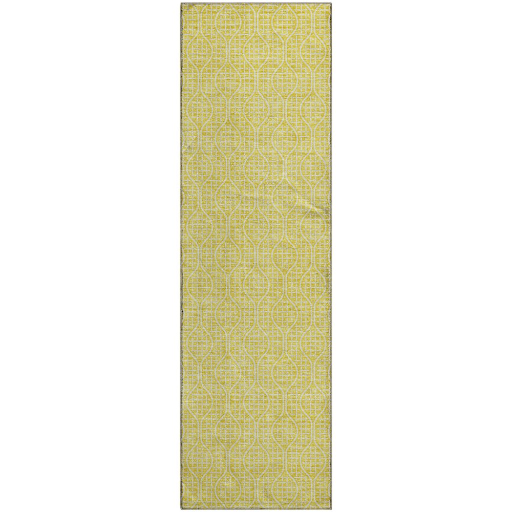 Premium Machine Washable Mayfield AMF926 Yellow 2'3" x 7'6" Runner Rug. Picture 1