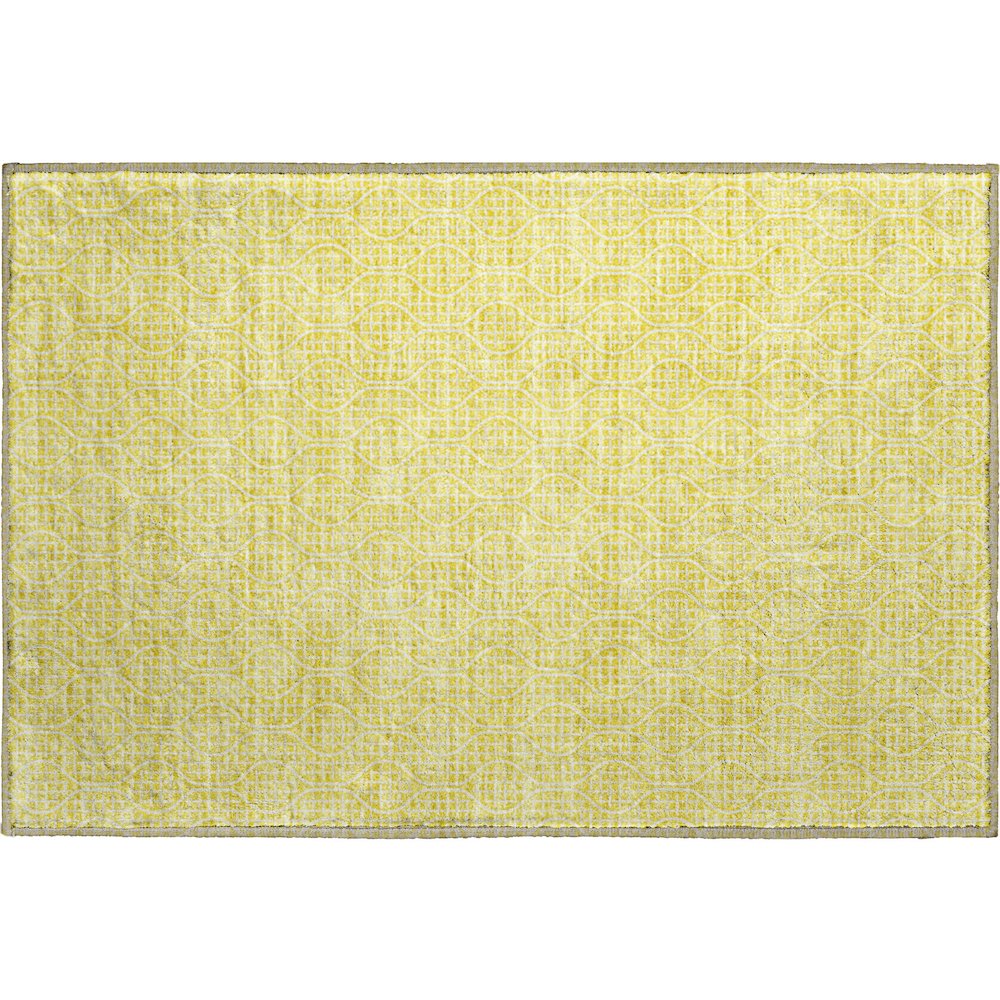 Premium Machine Washable Mayfield AMF926 Yellow 1'8" x 2'6" Rug. Picture 1
