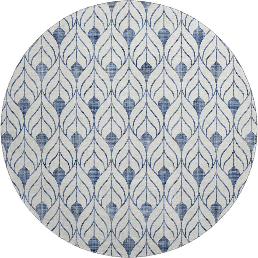 Premium Machine Washable Mayfield AMF927 Blue 8' x 8' Round Rug. Picture 1