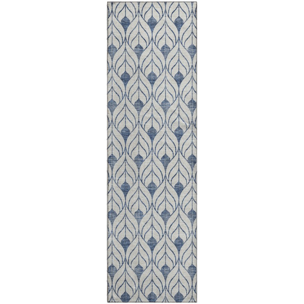 Premium Machine Washable Mayfield AMF927 Blue 2'3" x 7'6" Runner Rug. Picture 1