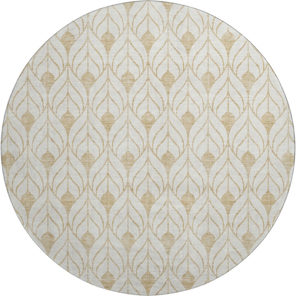 Premium Machine Washable Mayfield AMF927 Gold 8' x 8' Round Rug. Picture 1