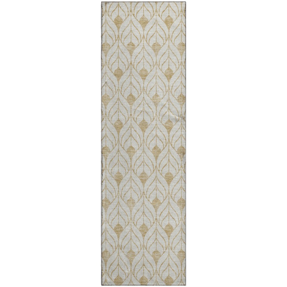 Premium Machine Washable Mayfield AMF927 Gold 2'3" x 7'6" Runner Rug. Picture 1