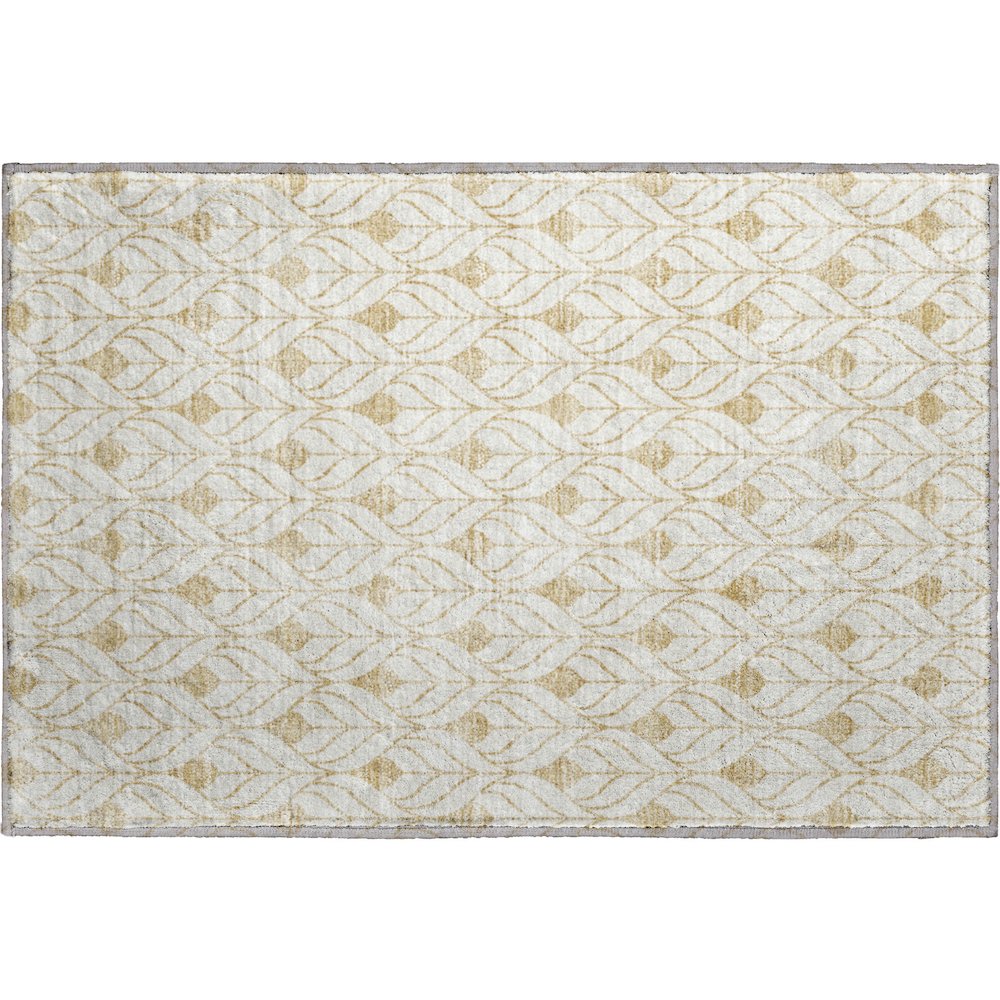 Premium Machine Washable Mayfield AMF927 Gold 1'8" x 2'6" Rug. Picture 1