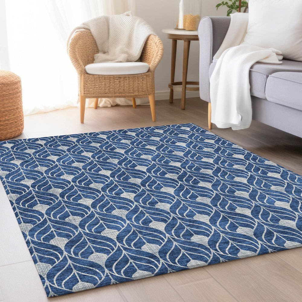 Premium Machine Washable Mayfield AMF927 Navy 2'6" x 3'10" Rug. Picture 5