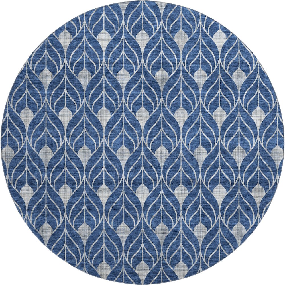 Premium Machine Washable Mayfield AMF927 Navy 8' x 8' Round Rug. Picture 1