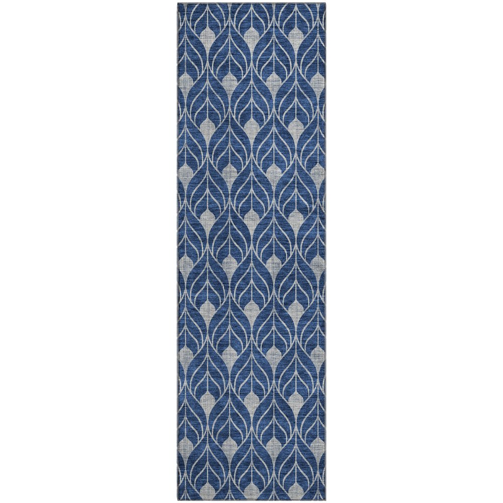 Premium Machine Washable Mayfield AMF927 Navy 2'3" x 7'6" Runner Rug. Picture 1