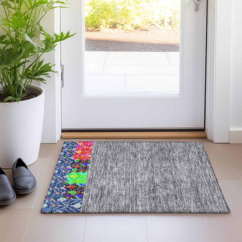 Premium Machine Washable Mayfield AMF927 Navy 1'8" x 2'6" Rug. Picture 5