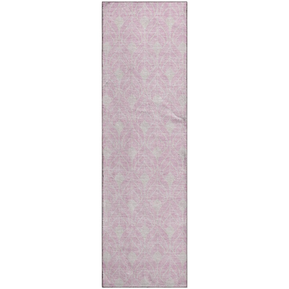 Premium Machine Washable Mayfield AMF927 Pink 2'3" x 7'6" Runner Rug. Picture 1