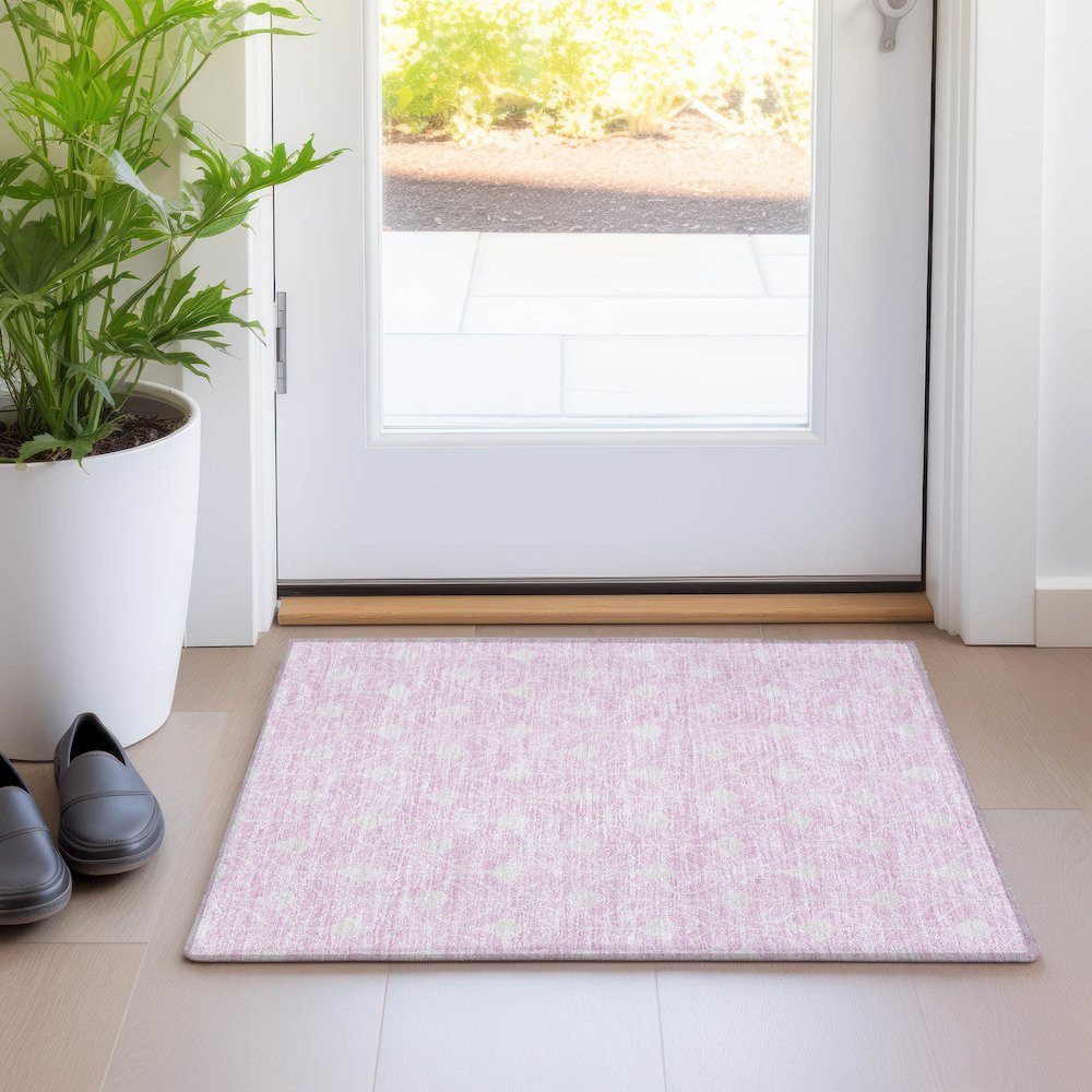 Premium Machine Washable Mayfield AMF927 Pink 1'8" x 2'6" Rug. Picture 5