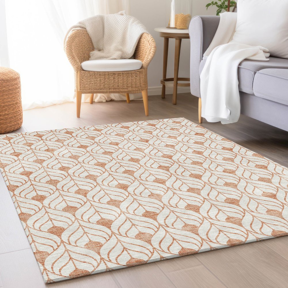 Premium Machine Washable Mayfield AMF927 Salmon 2'6" x 3'10" Rug. Picture 5