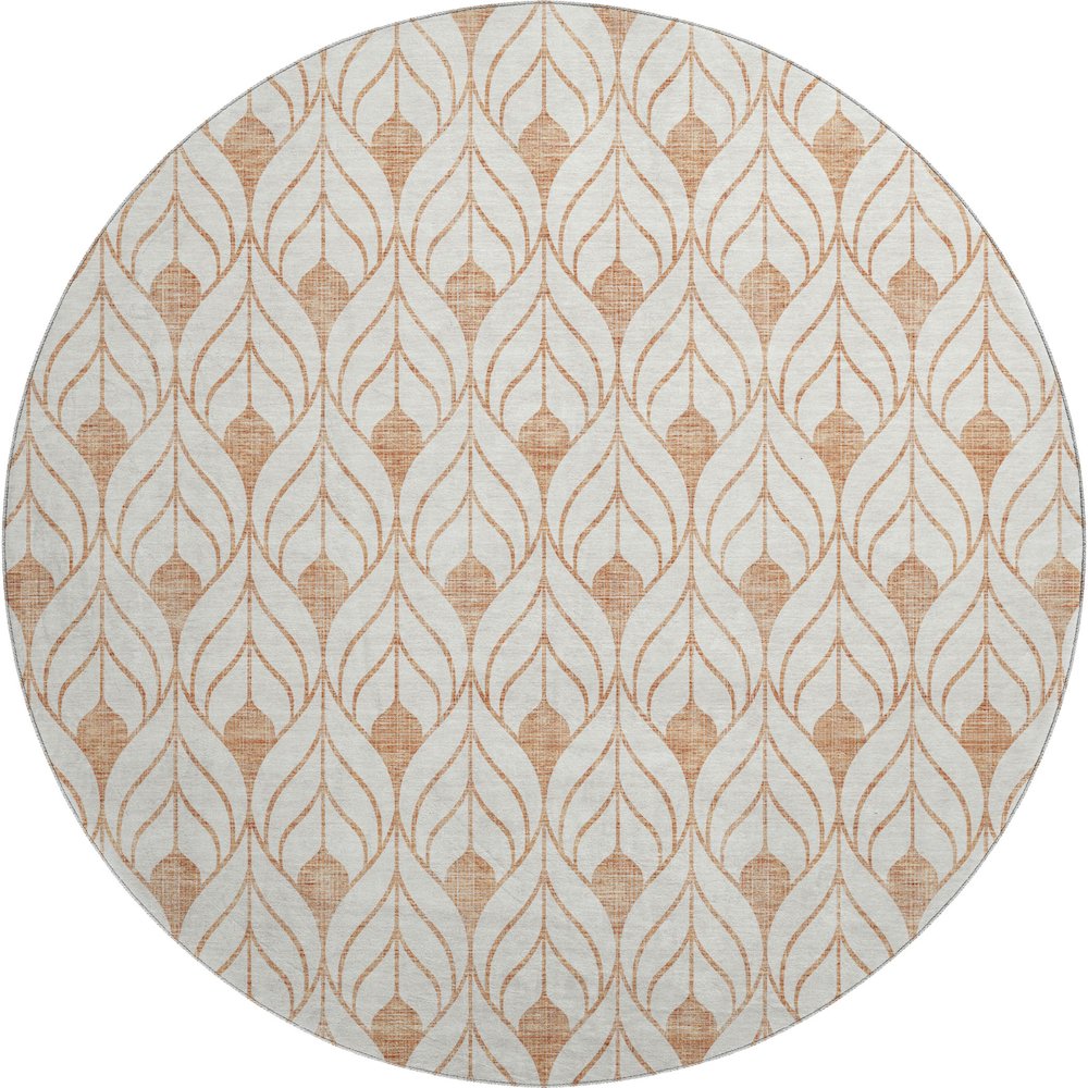 Premium Machine Washable Mayfield AMF927 Salmon 8' x 8' Round Rug. Picture 1