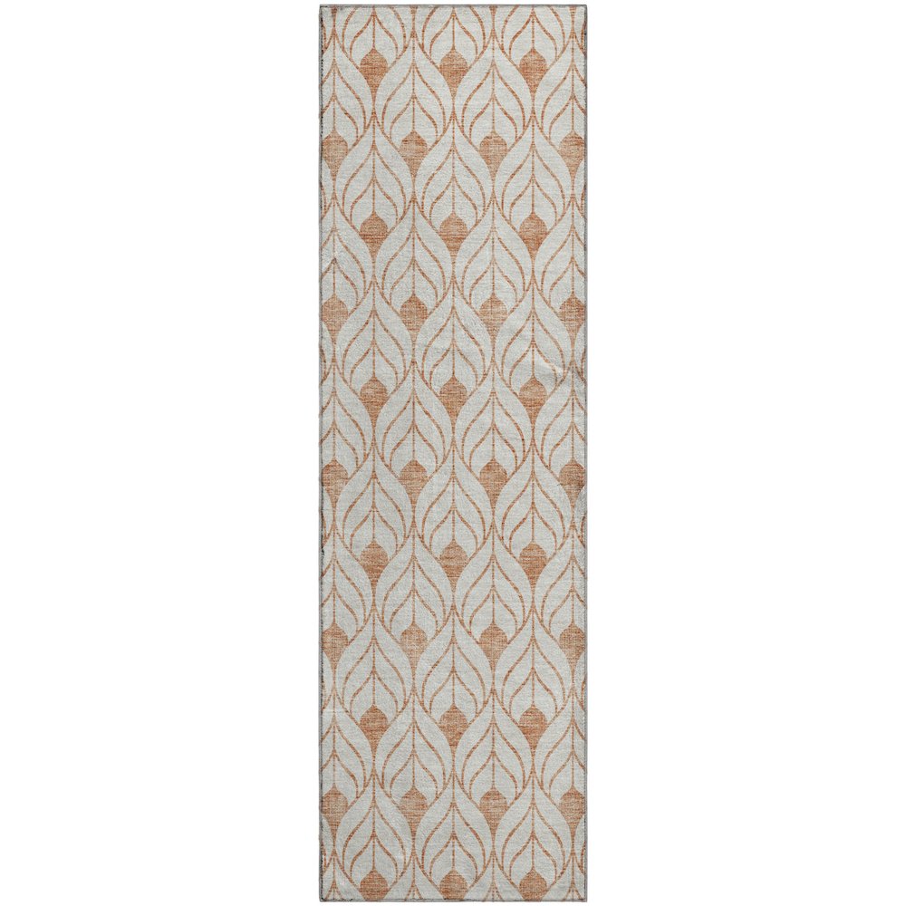 Premium Machine Washable Mayfield AMF927 Salmon 2'3" x 7'6" Runner Rug. Picture 1
