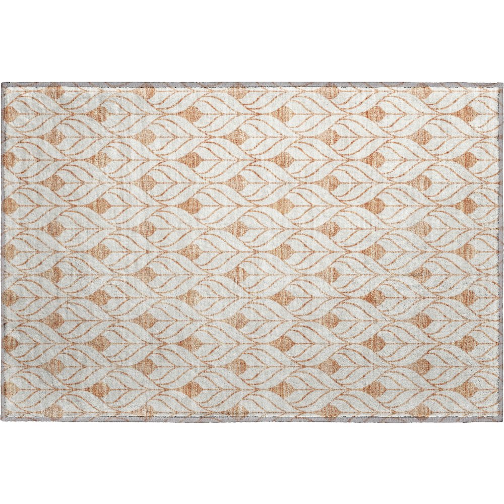 Premium Machine Washable Mayfield AMF927 Salmon 1'8" x 2'6" Rug. Picture 1