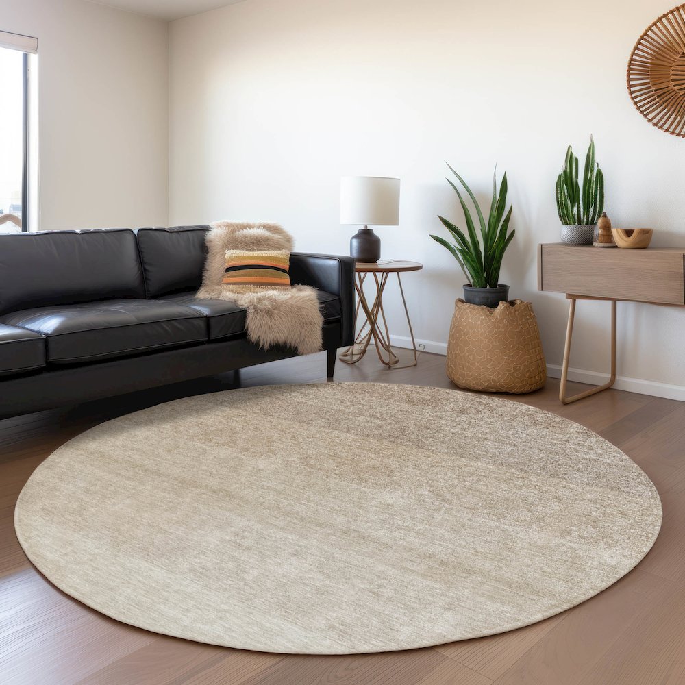 Premium Machine Washable Mayfield AMF928 Beige 8' x 8' Round Rug. Picture 5