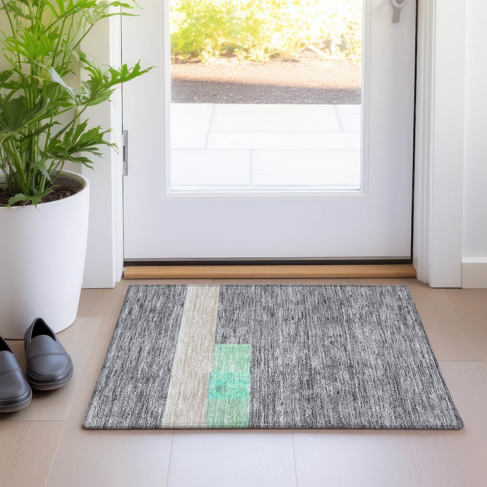 Premium Machine Washable Mayfield AMF928 Beige 1'8" x 2'6" Rug. Picture 5