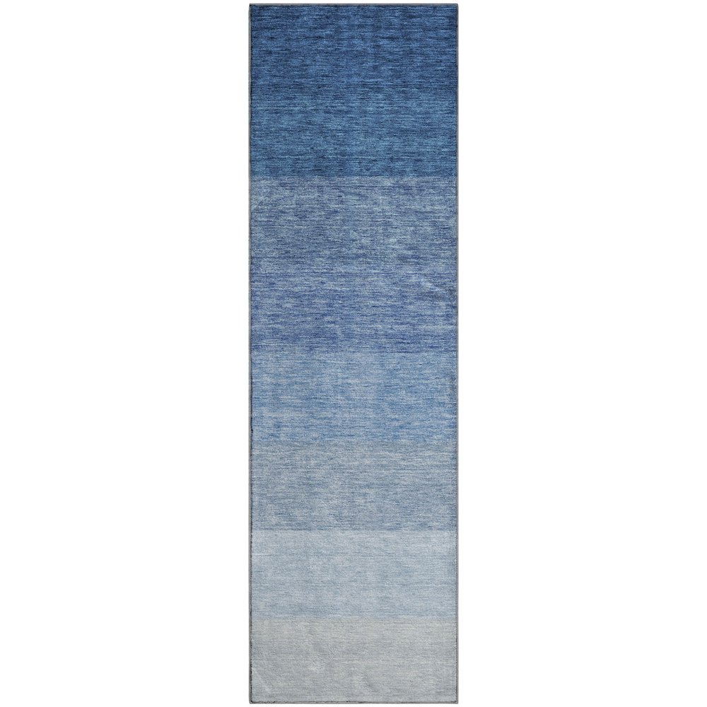 Premium Machine Washable Mayfield AMF928 Blue 2'3" x 7'6" Runner Rug. Picture 1
