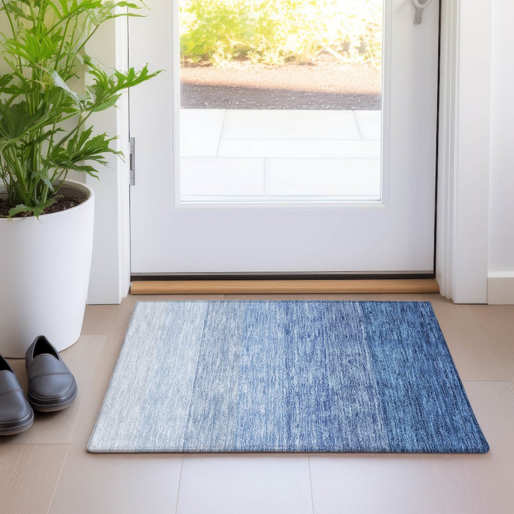 Premium Machine Washable Mayfield AMF928 Blue 1'8" x 2'6" Rug. Picture 5