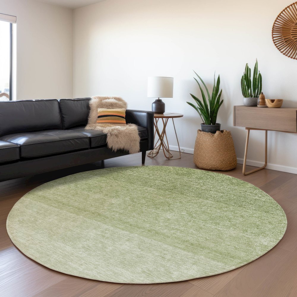 Premium Machine Washable Mayfield AMF928 Green 8' x 8' Round Rug. Picture 5
