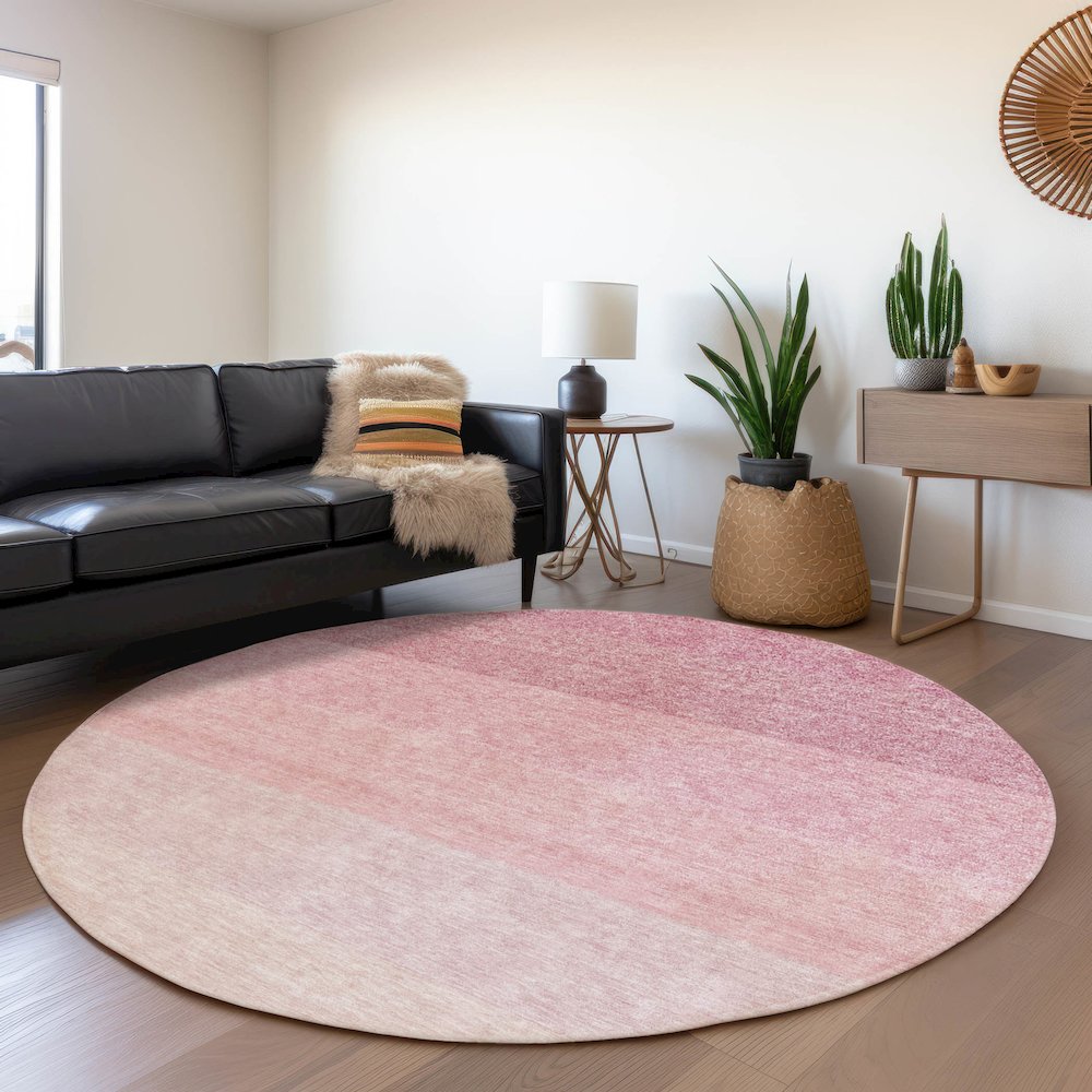 Premium Machine Washable Mayfield AMF928 Pink 8' x 8' Round Rug. Picture 5