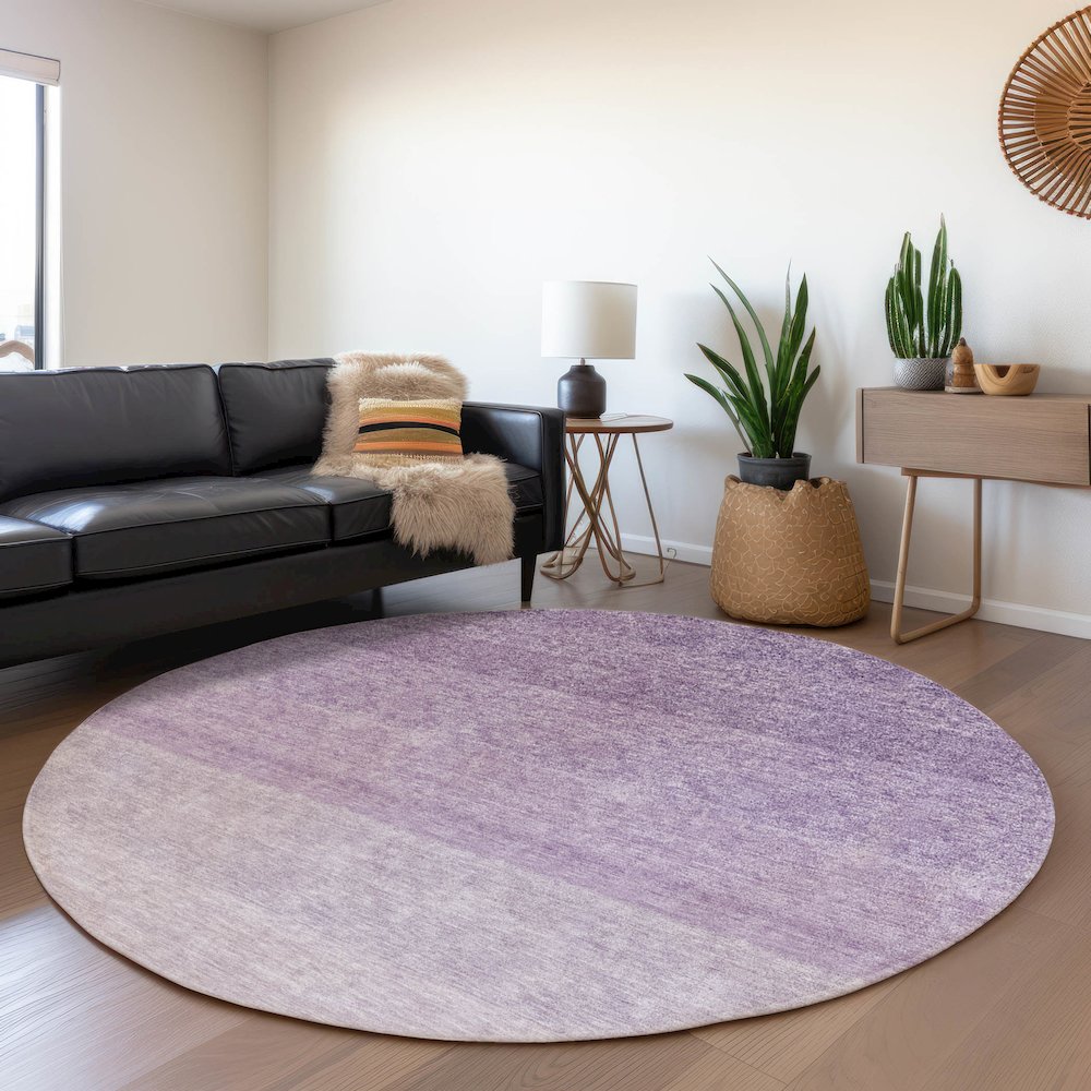 Premium Machine Washable Mayfield AMF928 Purple 8' x 8' Round Rug. Picture 5