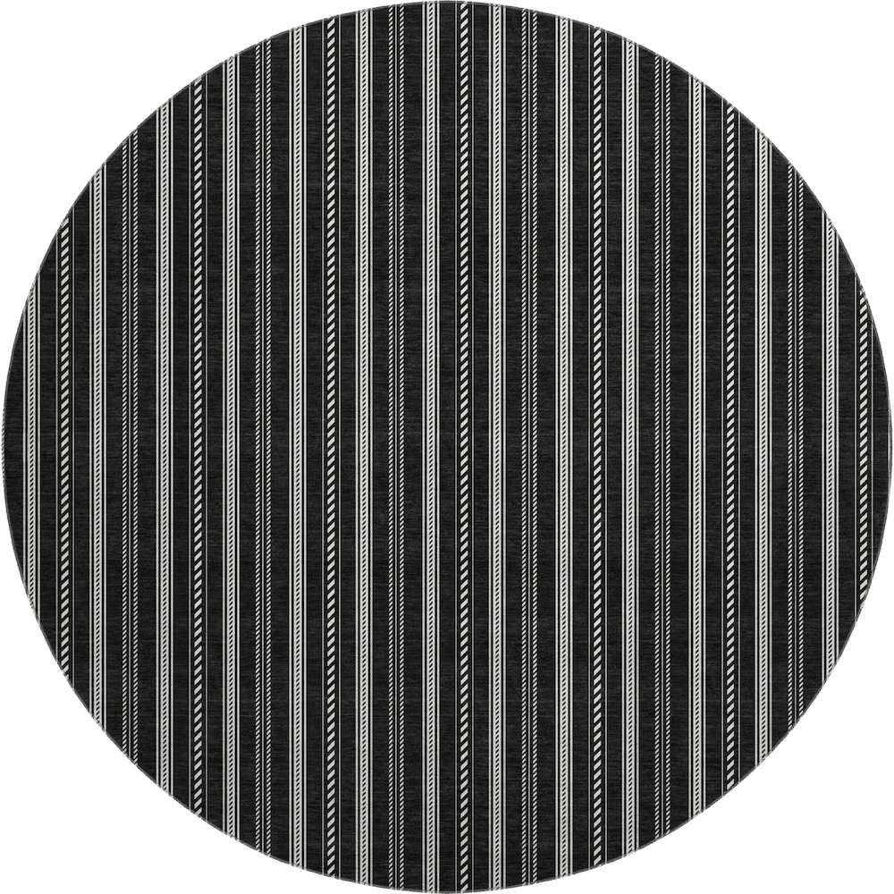 Premium Machine Washable Mayfield AMF929 Black 8' x 8' Round Rug. Picture 1