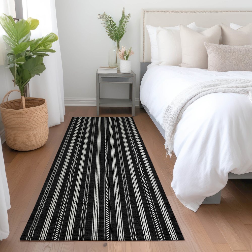 Premium Machine Washable Mayfield AMF929 Black 2'3" x 7'6" Runner Rug. Picture 5