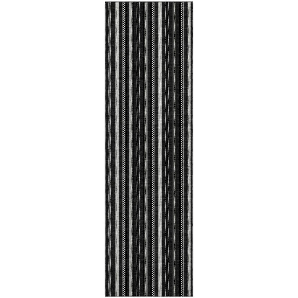 Premium Machine Washable Mayfield AMF929 Black 2'3" x 7'6" Runner Rug. Picture 1