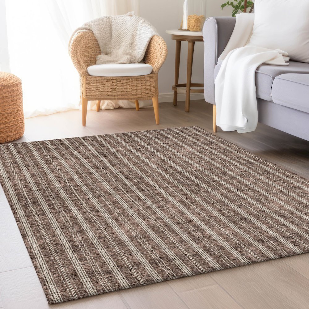 Premium Machine Washable Mayfield AMF929 Brown 2'6" x 3'10" Rug. Picture 5