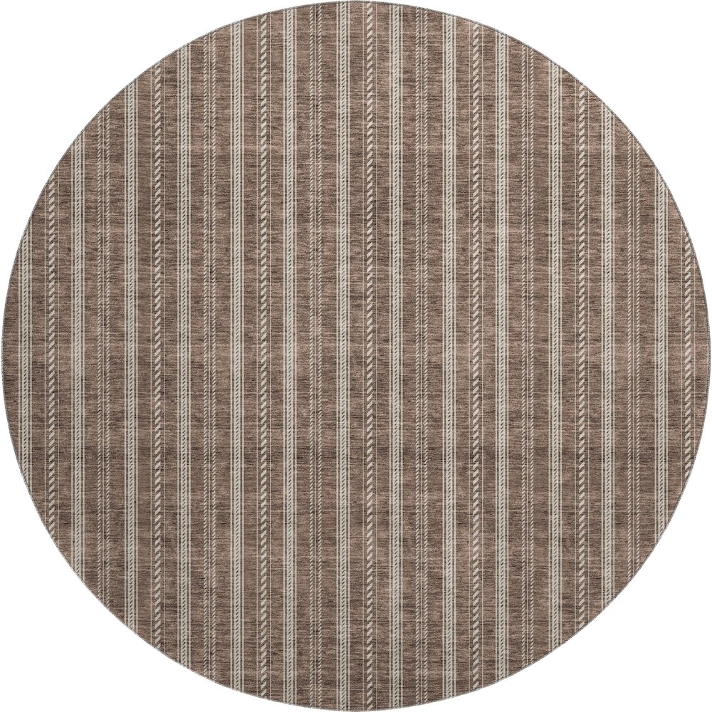 Premium Machine Washable Mayfield AMF929 Brown 8' x 8' Round Rug. Picture 1