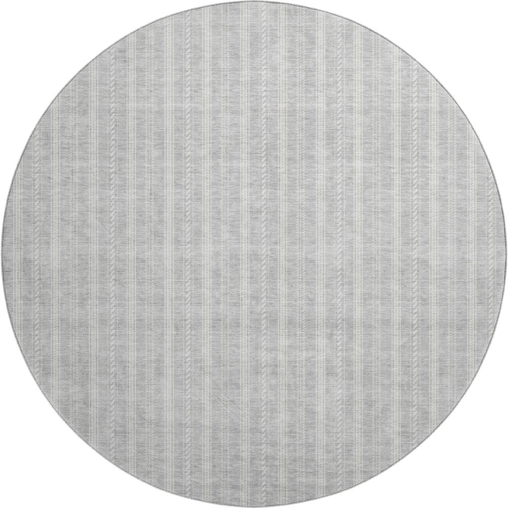 Premium Machine Washable Mayfield AMF929 Silver 8' x 8' Round Rug. Picture 1